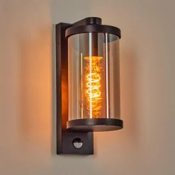 hofstein Telhada Luminaire extérieur, Lampe murale d´extérieur Noir, 1 lumière, Détecteur de mouvement