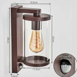 hofstein Telhada Luminaire extérieur, Lampe murale d´extérieur Rouille, 1 lumière, Détecteur de mouvement