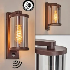 hofstein Telhada Luminaire extérieur, Lampe murale d´extérieur Rouille, 1 lumière, Détecteur de mouvement