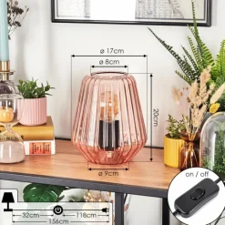 hofstein Telhais Lampe à poser, Liseuse Rose, Noir, 1 lumière