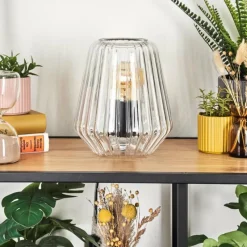 hofstein Telhais Lampe à poser, Liseuse Noir, Transparent, 1 lumière