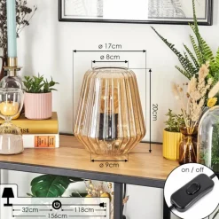 hofstein Telhais Lampe à poser, Liseuse Ambre, Noir, 1 lumière