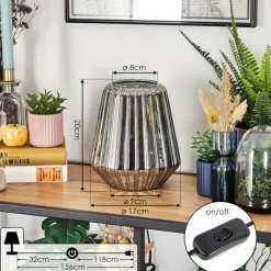 hofstein Telhais Lampe à poser, Liseuse Chrome, Fumée, Noir, 1 lumière