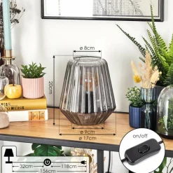 hofstein Telhais Lampe à poser, Liseuse Fumée, Noir, 1 lumière