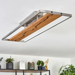 hofstein Terre Plafonnier, Spot de plafond LED Écru, Nickel mat, 1 lumière