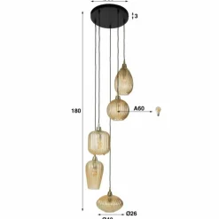 hofstein Tiambilibi Suspension Anthracite, 5 lumières