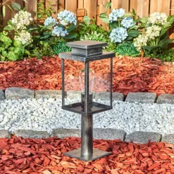 hofstein Tieva Borne lumineuse, Eclairage de chemin Noir, Argenté, 1 lumière