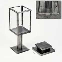 hofstein Tieva Borne lumineuse, Eclairage de chemin Noir, Argenté, 1 lumière