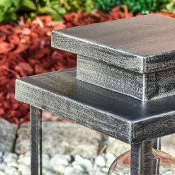 hofstein Tieva Borne lumineuse, Eclairage de chemin Noir, Argenté, 1 lumière