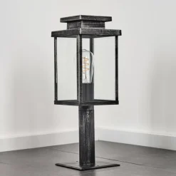 hofstein Tieva Borne lumineuse, Eclairage de chemin Noir, Argenté, 1 lumière