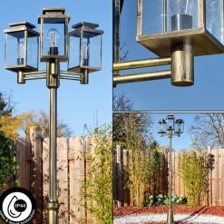 Lampes Dorées-hofstein Tieva Réverbère, Eclairage de chemin Brun, Or, 3 lumières