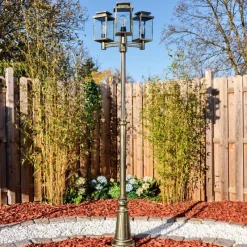 Lampes Dorées-hofstein Tieva Réverbère, Eclairage de chemin Brun, Or, 3 lumières