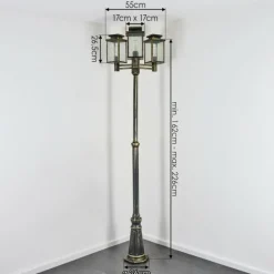 Lampes Dorées-hofstein Tieva Réverbère, Eclairage de chemin Brun, Or, 3 lumières