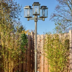 Lampes Dorées-hofstein Tieva Réverbère, Eclairage de chemin Brun, Or, 3 lumières