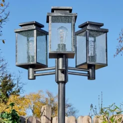 hofstein Tieva Réverbère, Eclairage de chemin Noir, Argenté, 3 lumières