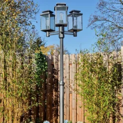 hofstein Tieva Réverbère, Eclairage de chemin Noir, Argenté, 3 lumières