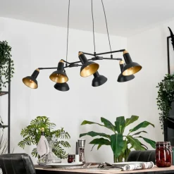 Lampes Dorées-hofstein Toftbyn Suspension Noir, 7 lumières