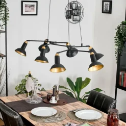 Lampes Dorées-hofstein Toftbyn Suspension Noir, 7 lumières