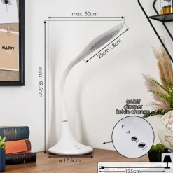 hofstein Toggerbo Lampe de bureau, Lampe à poser, Liseuse LED Blanc, 1 lumière