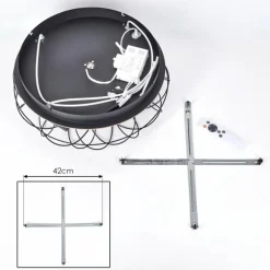 hofstein Tourais Plafonnier, Ventilateur de plafond lumineux LED Couleur bois, Noir, 4 lumières, Télécommandes