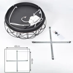 hofstein Tourais Plafonnier, Ventilateur de plafond lumineux LED Couleur bois, Noir, 4 lumières, Télécommandes