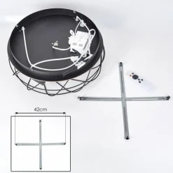 hofstein Tourais Plafonnier, Ventilateur de plafond lumineux LED Couleur bois, Noir, 4 lumières, Télécommandes