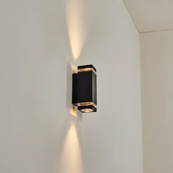 hofstein Travassos Lampe murale d´extérieur, Luminaire Up & Down Noir, 2 lumières
