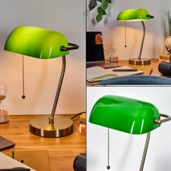 hofstein Tremoceira Lampe de banquier, Lampe de bureau, Lampe à poser Vieux laiton, 1 lumière