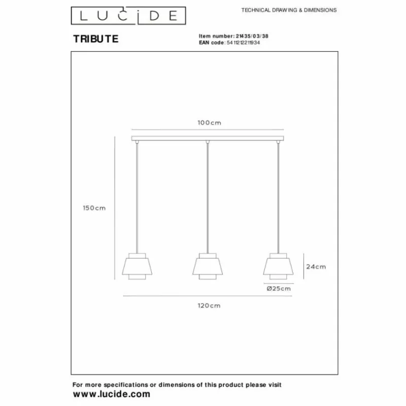 Lampes En Tissu-Luminaires Lucide TRIBUTE Suspension Noir, 3 lumières
