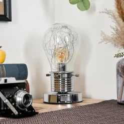 hofstein Tryan Lampe de bureau, Lampe à poser Chrome, 1 lumière