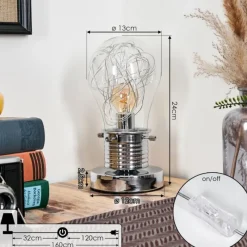 hofstein Tryan Lampe de bureau, Lampe à poser Chrome, 1 lumière