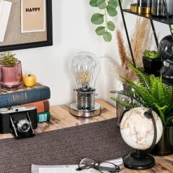 hofstein Tryan Lampe de bureau, Lampe à poser Chrome, 1 lumière