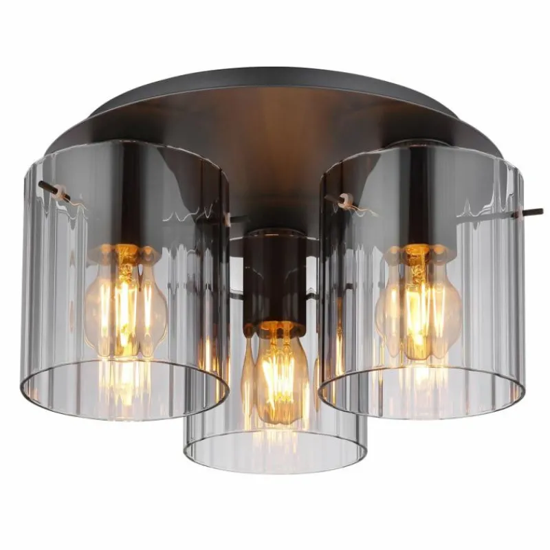 Suspension Verre Fumé-Luminaires Globo Lighting Tulivar Plafonnier Gris, 3 lumières