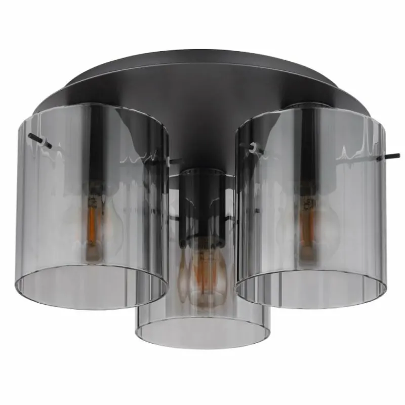 Suspension Verre Fumé-Luminaires Globo Lighting Tulivar Plafonnier Gris, 3 lumières