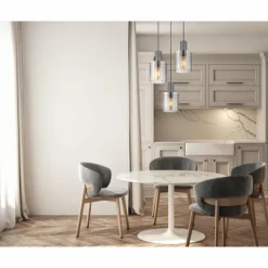 Suspension Verre Fumé-Luminaires Globo Lighting Tulivar Suspension Gris, 3 lumières
