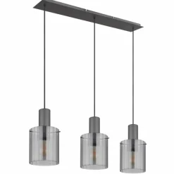 Suspension Verre Fumé-Luminaires Globo Lighting Tulivar Suspension Gris, 3 lumières