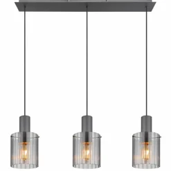 Suspension Verre Fumé-Luminaires Globo Lighting Tulivar Suspension Gris, 3 lumières