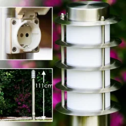 hofstein Tunes Lampadaire, Eclairage de chemin Acier inoxydable, 1 lumière