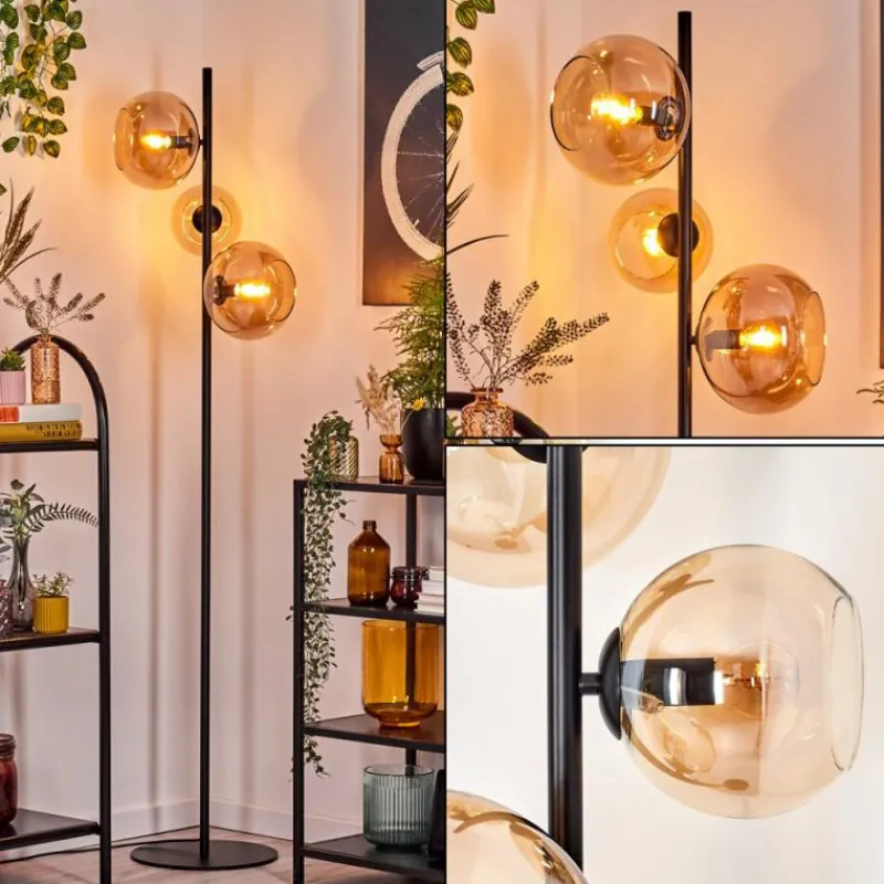 hofstein Tureby Lampadaire Ambre, 3 lumières