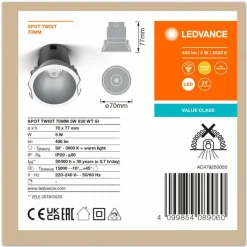 Luminaires Ledvance Twist Spot encastrable LED Argenté, Blanc, 1 lumière* Luminaires Encastrés