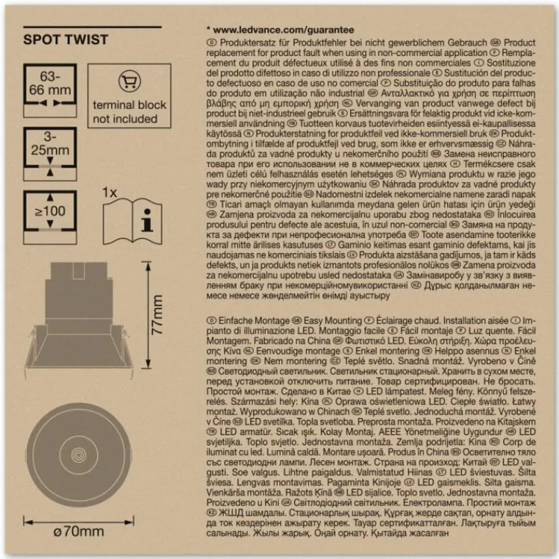 Luminaires Ledvance Twist Spot encastrable LED Argenté, Blanc, 1 lumière* Luminaires Encastrés