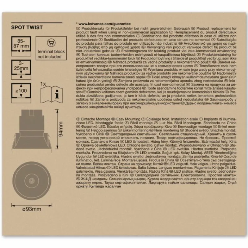Luminaires Ledvance Twist Spot encastrable LED Argenté, Blanc, 1 lumière* Luminaires Encastrés