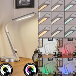 hofstein Tykby Lampe de bureau, Lampe à poser, Liseuse LED Argenté, Blanc, 1 lumière, Changeur de couleurs