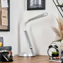 hofstein Tykby Lampe de bureau, Lampe à poser, Liseuse LED Argenté, Blanc, 1 lumière, Changeur de couleurs
