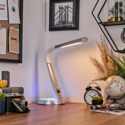 hofstein Tykby Lampe de bureau, Lampe à poser, Liseuse LED Argenté, Blanc, 1 lumière, Changeur de couleurs