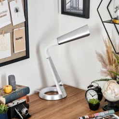hofstein Tykby Lampe de bureau, Lampe à poser, Liseuse LED Argenté, Blanc, 1 lumière, Changeur de couleurs