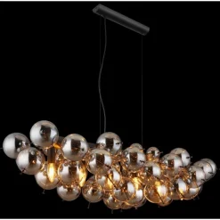 Suspension Verre Fumé-Luminaires Globo Lighting Udo Suspension Noir, 6 lumières