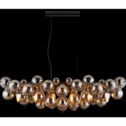 Suspension Verre Fumé-Luminaires Globo Lighting Udo Suspension Noir, 6 lumières