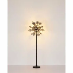 Suspension Verre Fumé-Luminaires Globo Lighting Udo Suspension Noir, 6 lumières