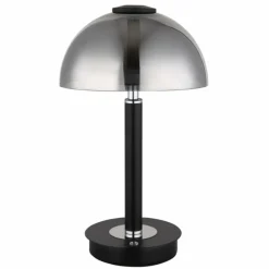 Suspension Verre Fumé-Luminaires Globo Lighting Uldin Lampe à poser LED Chrome, Noir, 1 lumière